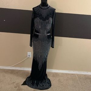 Black rhinestone long fitted gown size S